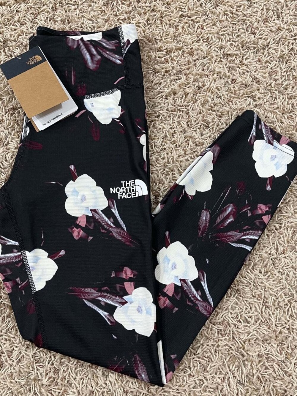 The North Face Women’s FD Pro 160 Tights Black Winter Flowers Print, Size Small